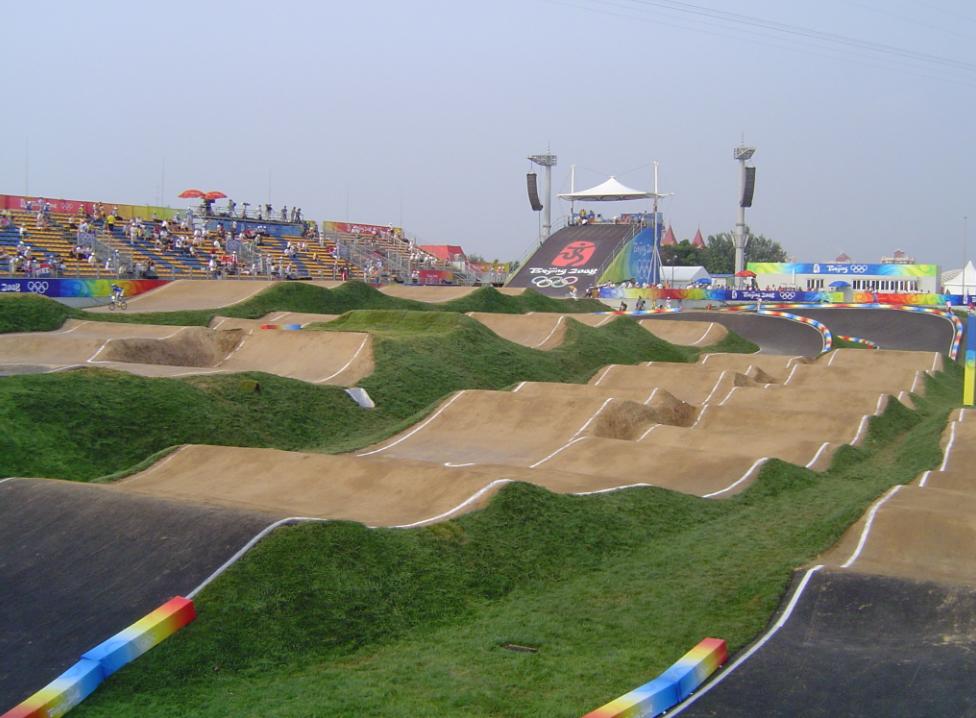 The Laoshan BMX racing track in Beijing, venue for BMX racing's Olympic debut at the 2008 Summer Games